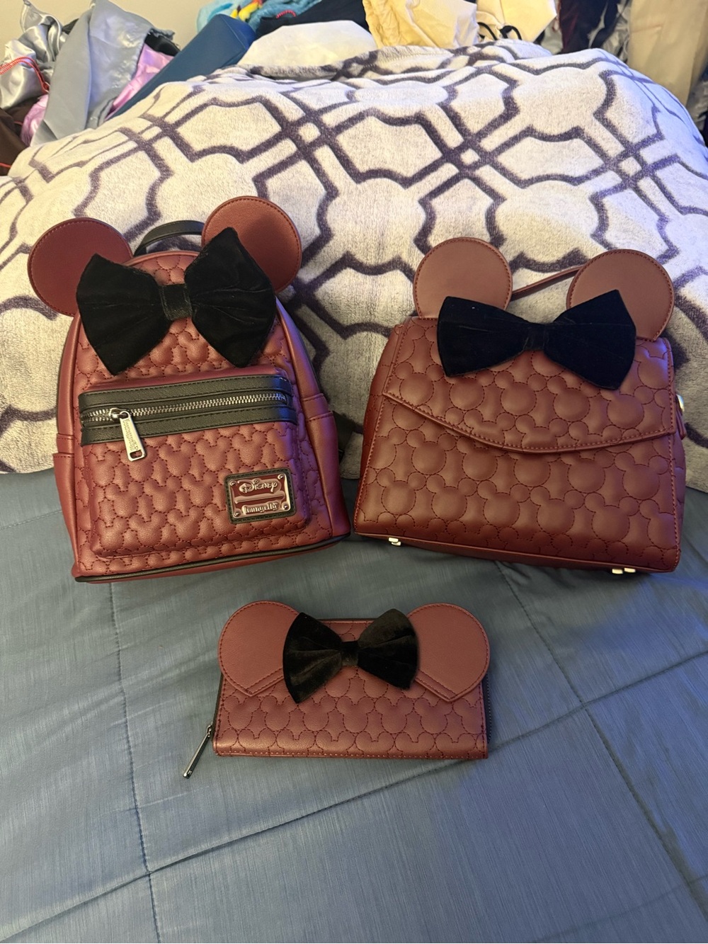 Disney Minnie Maroon Loungefly set